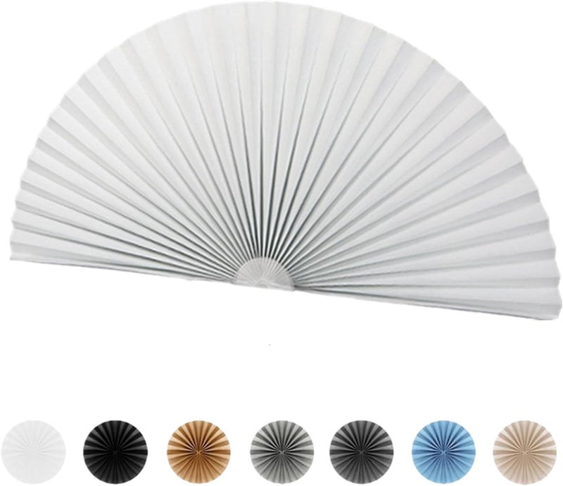 Garayma Arch Window Pleated Blinds Half Circle Window Shades Cordless Non-Woven Self Adhesive Shades Half Moon Round Window Cover Easy to Cut & Install - Image 1